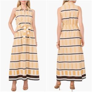 Halogen 100% Cotton Zip-Front Sleeveless Maxi Dress